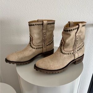 Old Gringo Cream Studded Ankle Boots